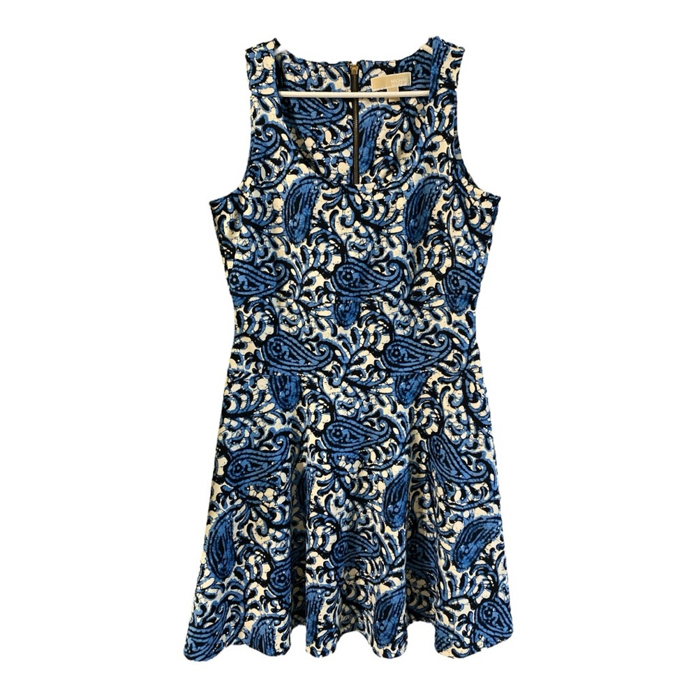 Michael Kors‎ Fit Flare Paisley Heritage Blue dress Size 12